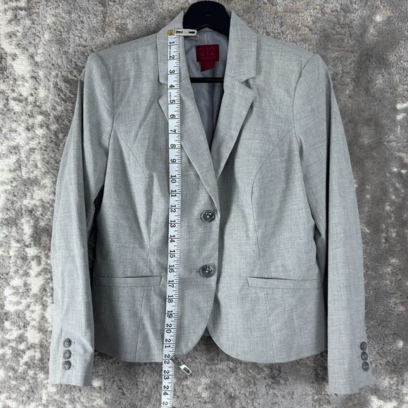 212 Collection Petite 8P 2 Button Notched Blazer Jacket Gray Long Sleeve Lined - Picture 2 of 9